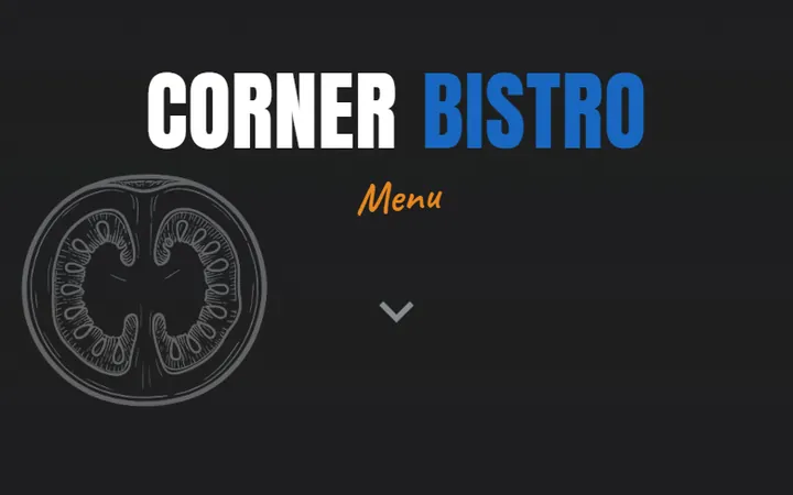 Opening screen of a hosted menu with the restaurant name in two colours